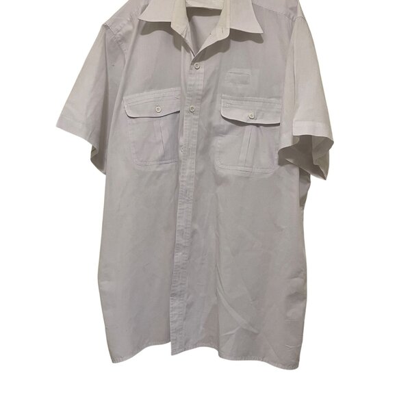 Haband Travelers Mens White Short Sleeve Button Down Shirt LG Dual Chest Pockets - Picture 3 of 6
